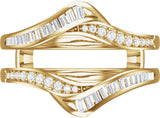 14K Gold Straight Baguette Natural Diamond Ring Guard – 2x1mm - Yellow Gold - view 3