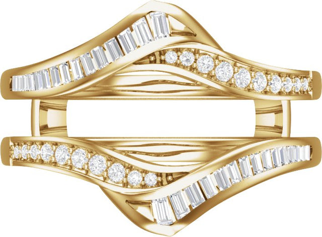 14K Gold Straight Baguette Natural Diamond Ring Guard – 2x1mm - Yellow Gold - view 3