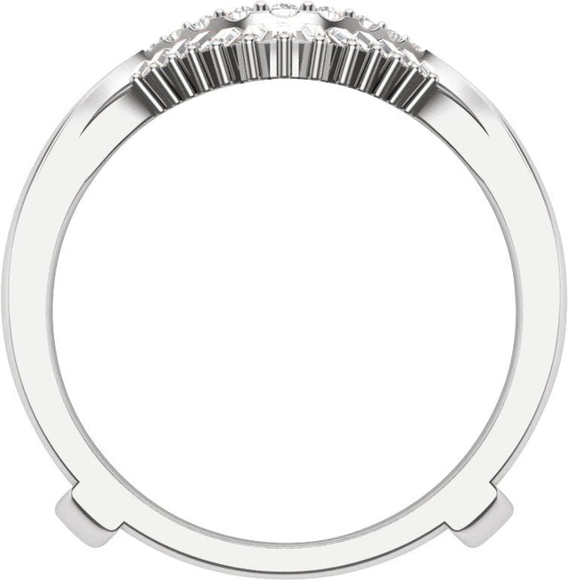 14K Gold Straight Baguette Natural Diamond Ring Guard – 1.8x0.9mm - White Gold - view 2