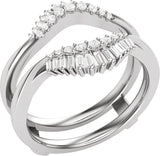 14K Gold Straight Baguette Natural Diamond Ring Guard – 1.8x0.9mm - White Gold