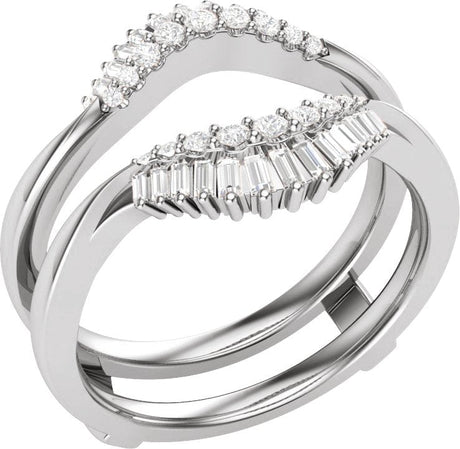 14K Gold Straight Baguette Natural Diamond Ring Guard – 1.8x0.9mm - White Gold