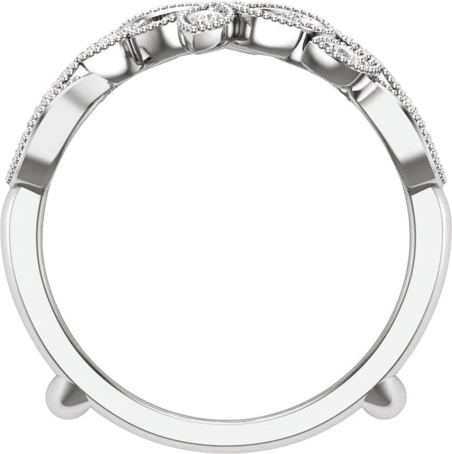 14K Gold Round Natural Diamond Ring Guard No. 2 - White Gold - view 2