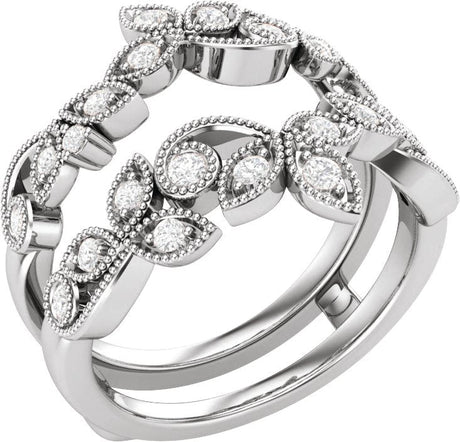 14K Gold Round Natural Diamond Ring Guard No. 2 - White Gold