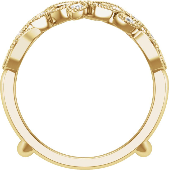 14K Gold Round Natural Diamond Ring Guard No. 2 - Yellow Gold - view 2