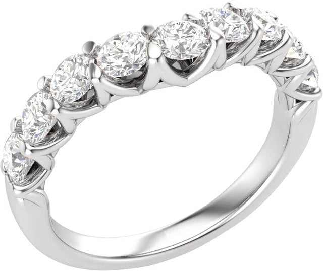 14K Gold Round Lab-Grown Diamond Accented Contour Band – 1 CTW - White Gold