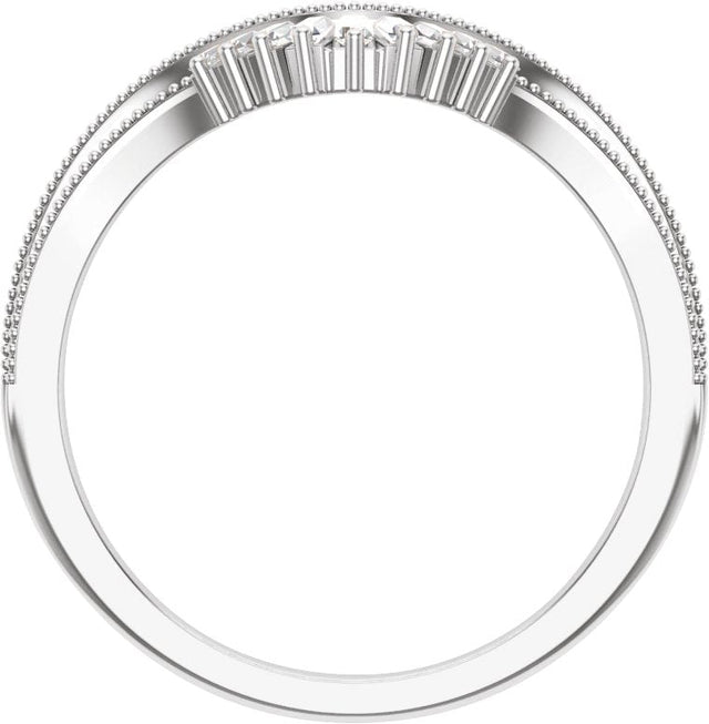 14K Gold Tapered Baguette Natural Diamond Contour Band – 1.2x1.1mm - White Gold - view 2