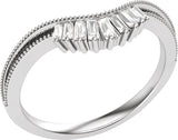14K Gold Tapered Baguette Natural Diamond Contour Band – 1.2x1.1mm - White Gold