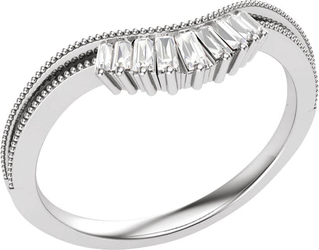 14K Gold Tapered Baguette Natural Diamond Contour Band – 1.2x1.1mm - White Gold