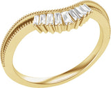 14K Gold Tapered Baguette Natural Diamond Contour Band – 1.2x1.1mm - Yellow Gold