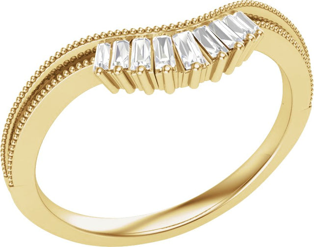 14K Gold Tapered Baguette Natural Diamond Contour Band – 1.2x1.1mm - Yellow Gold