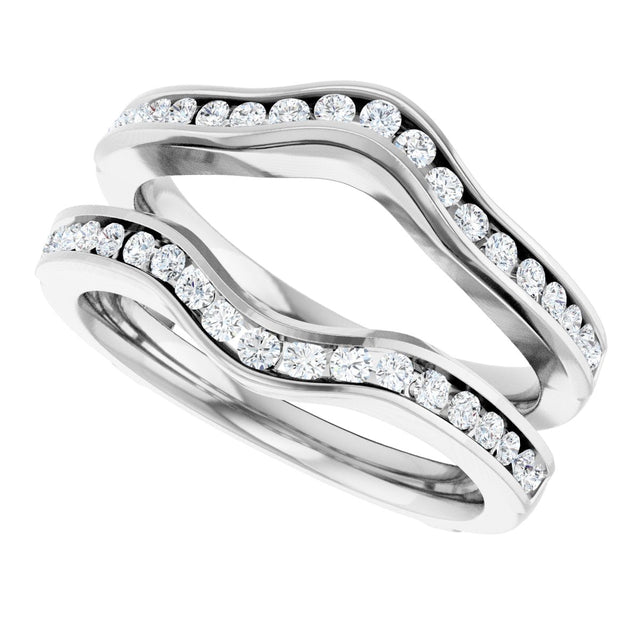 Platinum Round Natural Diamond Channel-Set Ring Guard - view 5