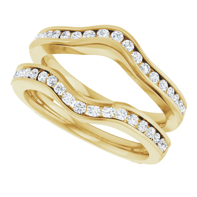14K Gold Round Natural Diamond Channel-Set Ring Guard – 1/2 CTW - Yellow Gold - view 5
