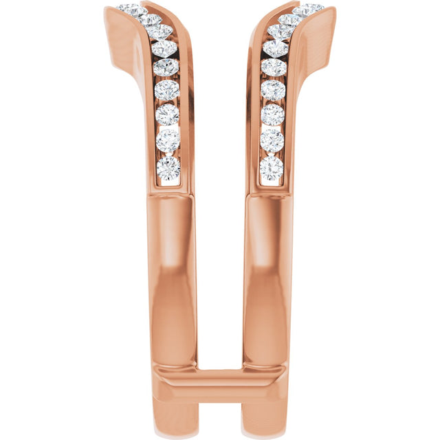 14K Gold Round Natural Diamond Channel-Set Ring Guard – 1/2 CTW - Rose Gold - view 4