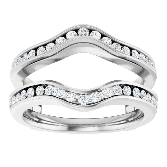Platinum Round Natural Diamond Channel-Set Ring Guard - view 3