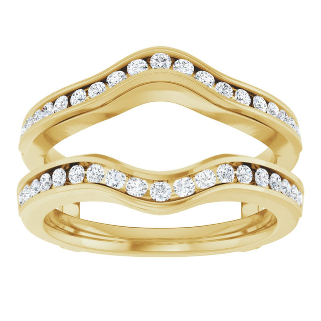 14K Gold Round Natural Diamond Channel-Set Ring Guard – 1/2 CTW - Yellow Gold - view 2