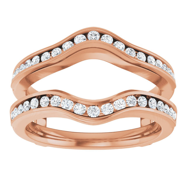 14K Gold Round Natural Diamond Channel-Set Ring Guard – 1/2 CTW - Rose Gold - view 3