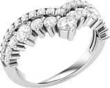 14K Gold Round Lab-Grown Diamond Contour Band – 3.1mm Stones - White Gold