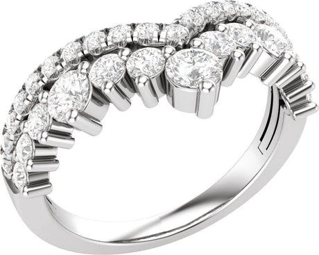 14K Gold Round Lab-Grown Diamond Contour Band – 3.1mm Stones - White Gold