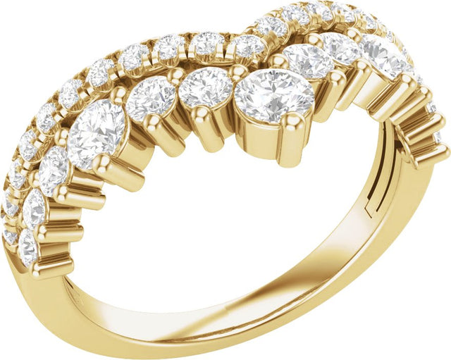 14K Gold Round Lab-Grown Diamond Contour Band – 3.1mm Stones - Yellow Gold