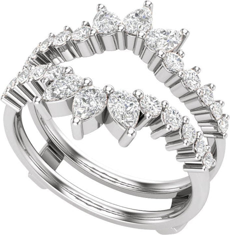 14K Gold Pear Lab-Grown Diamond Accented Ring Guard - White Gold