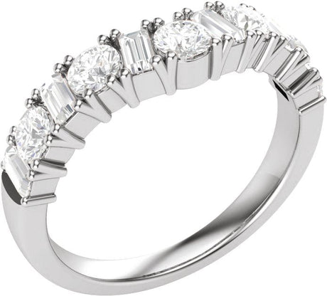 14K Gold Round Lab-Grown Diamond Contour Band – 1 CTW - White Gold