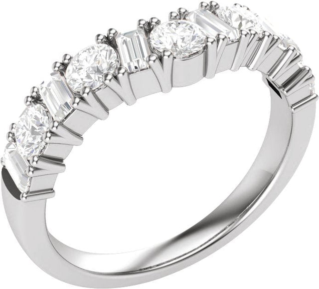 14K Gold Round Lab-Grown Diamond Contour Band – 1 CTW - White Gold