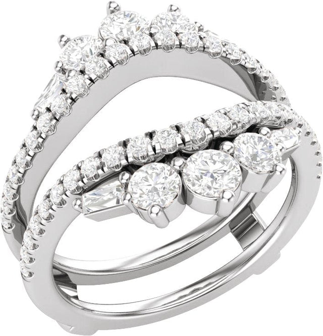 14K Gold Round Lab-Grown Diamond Ring Guard – 3.2mm Stones - White Gold