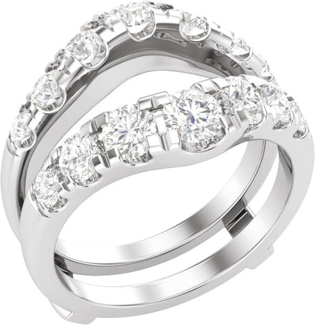 14K Gold Round Lab-Grown Diamond Ring Guard – 3.5mm Stones - White Gold