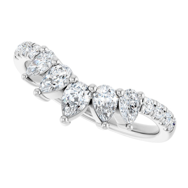 Platinum Pear Natural Diamond Accented Contour Band – 4.3x2.8mm - view 5