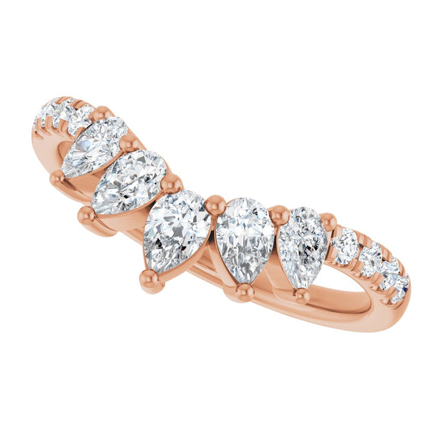 14K Gold Pear Lab-Grown Diamond Accented Contour Band – 4.3x2.8mm - Rose Gold - view 5
