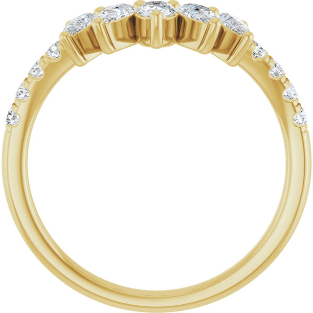 14K Gold Pear Lab-Grown Diamond Accented Contour Band – 4.3x2.8mm - Yellow Gold - view 2