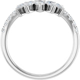 14K Gold Pear Natural Diamond Accented Contour Band – 4.3x2.8mm - White Gold - view 2