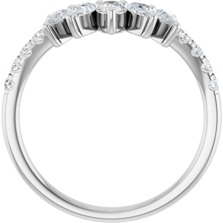 Platinum Pear Natural Diamond Accented Contour Band – 4.3x2.8mm - view 2