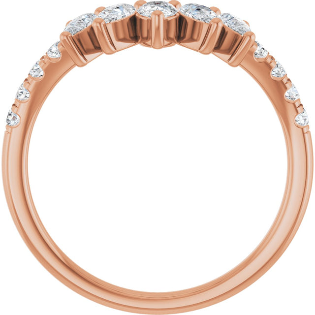 14K Gold Pear Lab-Grown Diamond Accented Contour Band – 4.3x2.8mm - Rose Gold - view 2