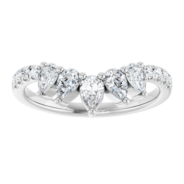 14K Gold Pear Lab-Grown Diamond Accented Contour Band – 4.3x2.8mm - White Gold - view 3