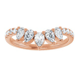 14K Gold Pear Natural Diamond Accented Contour Band – 4.3x2.8mm - Rose Gold - view 3