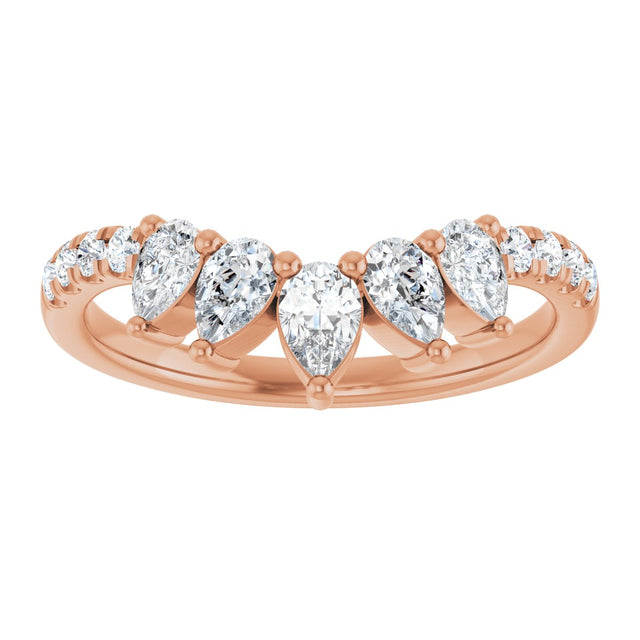 14K Gold Pear Lab-Grown Diamond Accented Contour Band – 4.3x2.8mm - Rose Gold - view 3