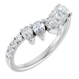 14K Gold Pear Lab-Grown Diamond Accented Contour Band – 4.3x2.8mm - White Gold