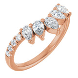 14K Gold Pear Natural Diamond Accented Contour Band – 4.3x2.8mm - Rose Gold