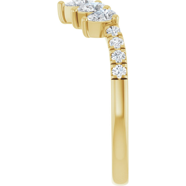 14K Gold Pear Lab-Grown Diamond Accented Contour Band – 4.3x2.8mm - Yellow Gold - view 4