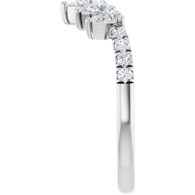 14K Gold Pear Lab-Grown Diamond Accented Contour Band – 4.3x2.8mm - White Gold - view 4