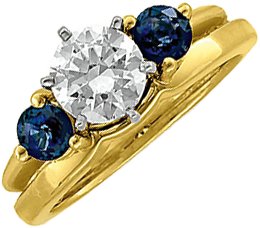 14K Gold Round Natural Blue Sapphire Wrap-Style Ring Enhancer - view 2