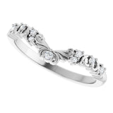14K Gold Round Natural Diamond Contour Band VIII - White Gold - view 5