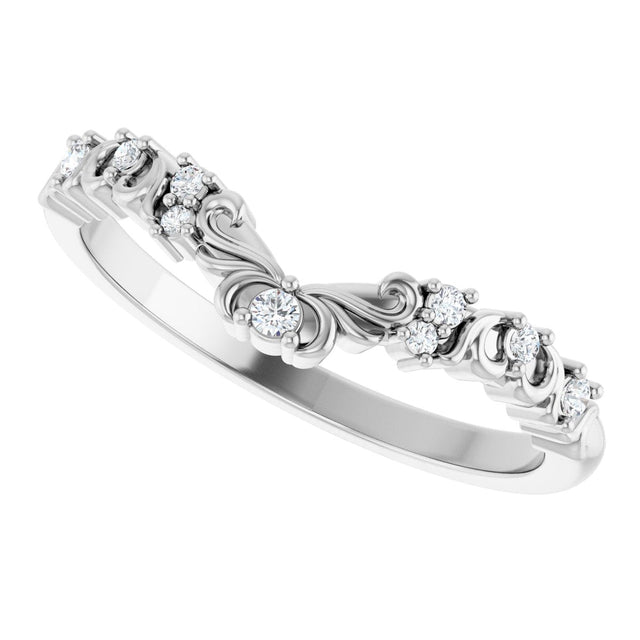 Platinum Round Natural Diamond Contour Band IX - view 5