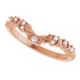 14K Gold Round Natural Diamond Contour Band VIII - Rose Gold - view 5