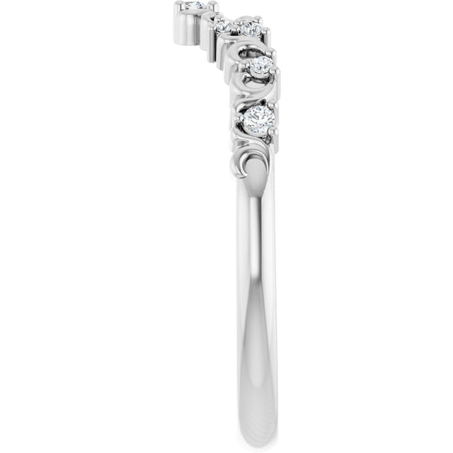 Platinum Round Natural Diamond Contour Band IX - view 4