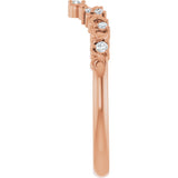 14K Gold Round Natural Diamond Contour Band VIII - Rose Gold - view 4