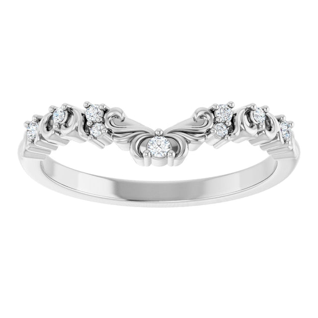 Platinum Round Natural Diamond Contour Band IX - view 3