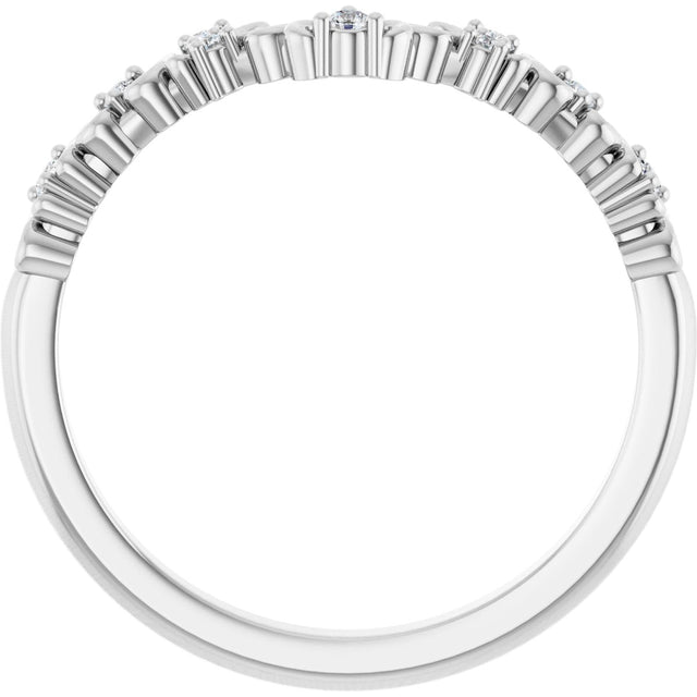 14K Gold Round Natural Diamond Contour Band VIII - White Gold - view 2
