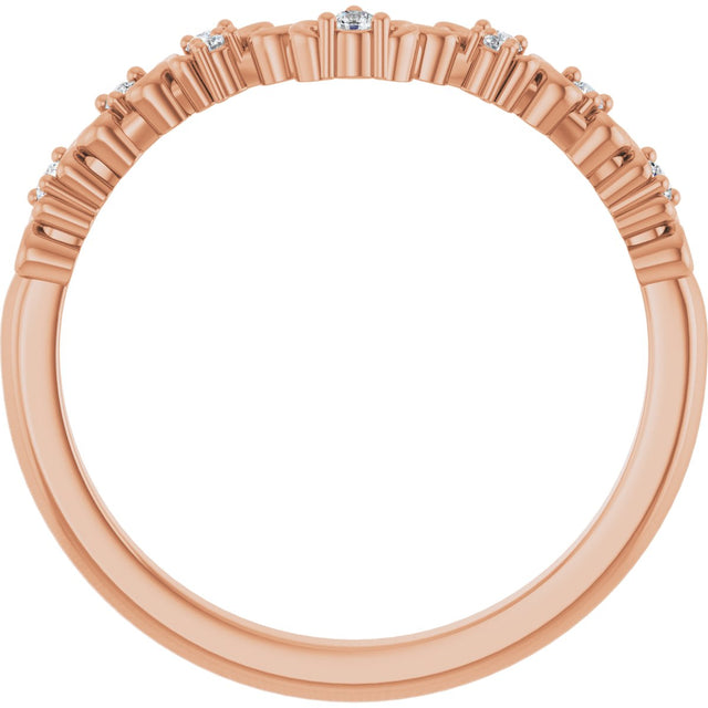 14K Gold Round Natural Diamond Contour Band VIII - Rose Gold - view 2